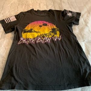 Black Graphic Tee with Beach Bash Design